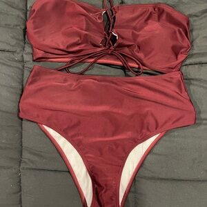 SHEIN Burgundy Bikini Set